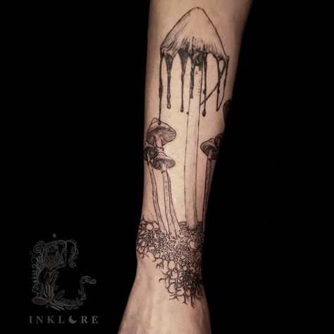 Inkcap Mushroom Tattoo, Inky Cap Mushroom Tattoo, Ink Cap Mushroom Tattoo, Mushroom Woman, Inky Cap Mushroom, Scientific Tattoo, Moon Mushroom, Mushroom Tattoo, Mushroom Tattoos