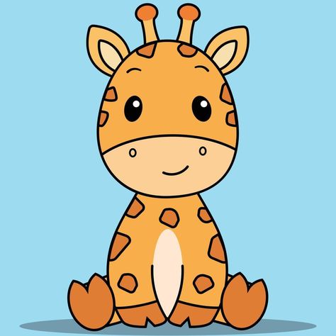 linda jirafa bebé, jirafa kawaii sentada Cute Cartoon Animals Drawings Easy, Animal Cartoon Drawings, Beautiful Flowers Drawing, Giraffe Sitting, Cute Giraffe Drawing, Kawaii Giraffe, Hair Drawing Reference, Giraffe Cute, Giraffe Cartoon