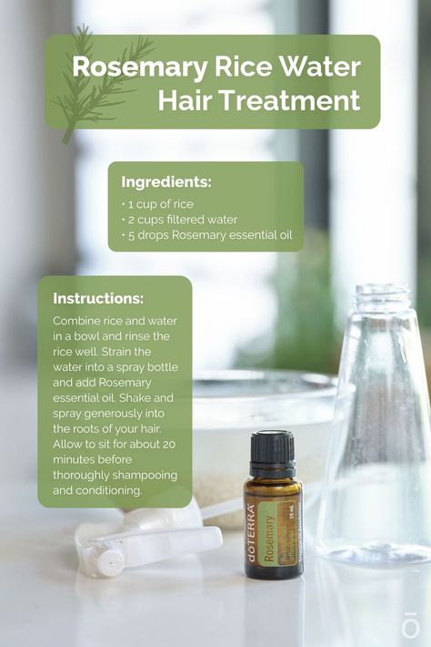 Rosemary Rice Water, Rosemary Rice, Hair Growth Oil Recipe, Essential Oil Spray Recipes, Doterra Oils Recipes, Essential Oil Beauty, Water Hair, Rosemary Oil For Hair, Doterra Essential Oils Recipes