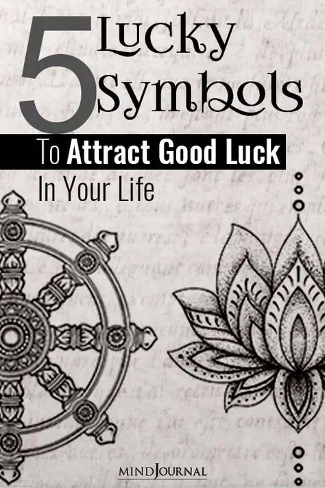 5 Lucky Symbols To Attract Good Luck In Your Life Good Luck Charms Symbols, Zibu Symbols, Lucky Tattoo, Charm Tattoo, Luck Tattoo, Hindu Symbols, Divine Blessings, Protection Symbols, Good Luck Symbols