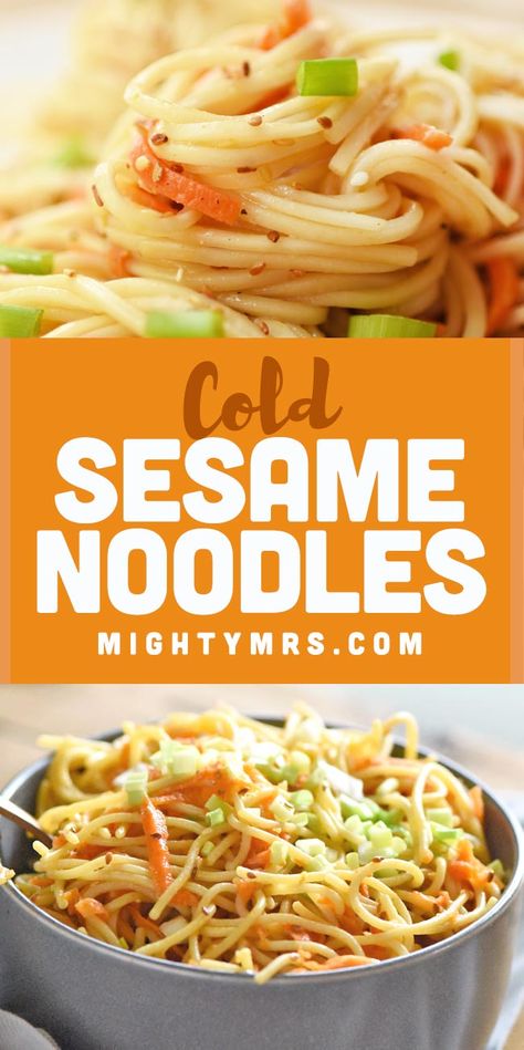 Easy Cold Pasta, Easy Cold Pasta Salad, Cold Spaghetti Salad, Sesame Noodle Salad, Asian Pasta Salads, Sesame Noodle, Asian Pasta, Cold Sesame Noodles, Noodle Salad Cold