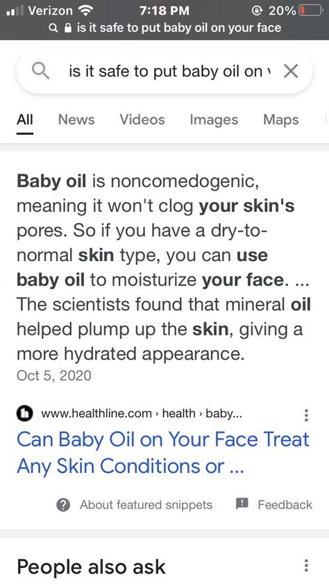 Amazon baby oil Baby Oil On Face, Johnson Baby Oil, Normal Skin Type, Skin Pores, Go To Bed, Baby Oil, 2 On, Hair Skin, Skin Makeup