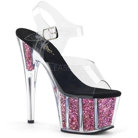 7 Inch Heels, Pink Confetti, Pleaser Shoes, Light Up Shoes, Platform High Heel Shoes, Glitter Heels, The Platform, Lingerie Accessories, Pole Dance