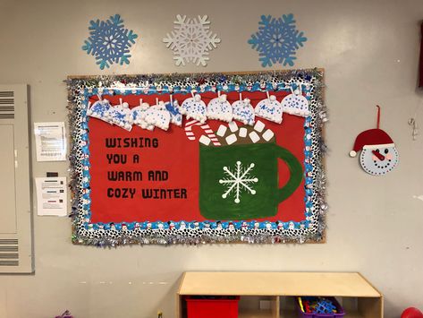 Hot Cocoa Bulletin Board Ideas, Fireplace Bulletin Board, Hot Cocoa Bulletin Board, Italian Party Decorations, Winter Bulletin Board, Winter Bulletin, Cold Hands Warm Heart, Winter Fire, Spring Bulletin