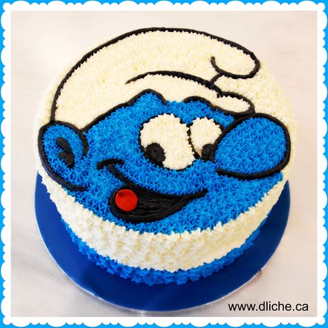 Smurf cake! Gâteau de Schtroumpf! | Simplement D Liche Cupcakes ... Smurf Birthday Cake, Papa Smurf Cake, Smurfs Birthday, Smurf Cake Ideas, Smurf Decorations Ideas, Cake Smurfs, Smurfs Cake, Cake Business Cards, Piano Cakes