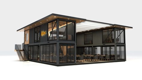 Next Container // Lokma on Behance Shipping Container Architecture, Shipping Container Design, Cargo Container Homes, Container Restaurant, Shipping Container Home Designs, Shipping Container House Plans, Shipping Container Home, Container Buildings, Building A Container Home