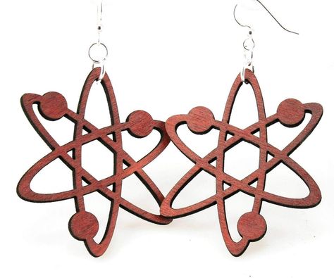 Atom Earrings, Atom Structure, Red Sunflowers, Laser Cut Jewelry, Laser Cut Earrings, Mercado Global, Earring Tree, Jewelry Tree, Laser Cut Wood