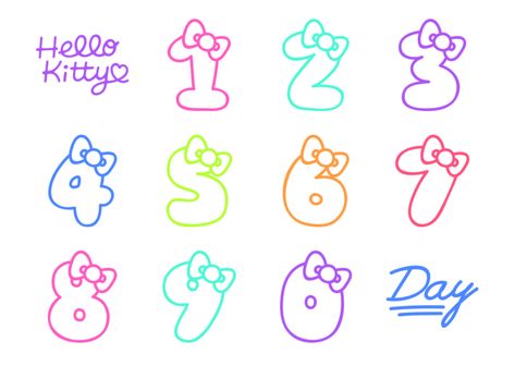 Hello Kitty Colourful Numbers Hello Kitty Font Alphabet, Abc Fonts Cute, Sanrio Font, Hello Kitty Letters Alphabet, Hello Kitty Font, Cute Numbers, Numbers Wallpaper, Hello Kitty Birthday Theme, Alphabet Wall Decals