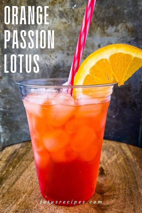 The orange passion lotus drink is a yummy blend of passionfruit, orange, guava, and a pink lotus base. Lotus Energy Drink Combinations, Lotus Drink Flavors, Lotus Recipes, Lotus Recipe, Lotus Energy, Low Sugar Drinks, Energy Drink Recipe, Passionfruit Recipes, Passion Fruit Syrup