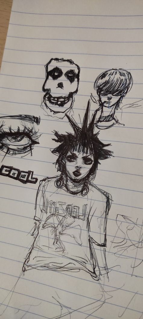 Rockstar Aesthetic Drawing, Punk Rock Drawings, Punk Hair Drawing, Punk Drawing Reference, Punk Drawing Ideas, Rockstar Sketch, Punk Pfp Aesthetic, Punk Oc Art, Mohawk Drawing