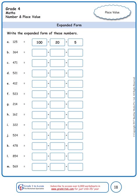 Expanded Form of a Number Worksheets Grade 4|www.grade1to6.com Expanded Numbers Worksheet, Expanded Form Worksheet For Grade 1, Fun Math Activities For 5th Grade, Maths Worksheets Grade 4, Grade 4 Maths Worksheets, Free Place Value Worksheets, Grade 4 Math Worksheets, Math Worksheets For Grade 1, Expanded Form Worksheets