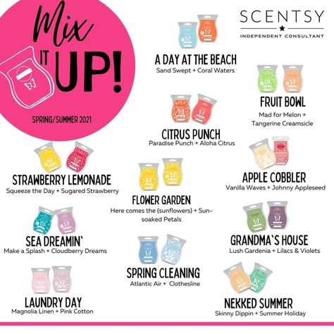 Scentsy Mixers, Scentsy Sample Ideas, Scentsy Mixology, Scentsy Recipes, Best Wax Melts, Scentsy Consultant Ideas, Scented Wax Warmer, Scentsy Wax Bars, Scentsy Business