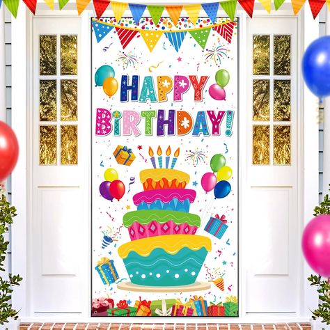 PRICES MAY VARY. 【Large Birthday Door Cover】Large colorful birthday party decoration door banner cover measures 72.8 x 35.4 inches/ 185 x 90 cm in size.Happy Birthday backdrop design,decorate your birthday party and become a shooting background, filled with active and pleasant atmosphere,adding more highlights to your birthday party 【Exquisite Design】Our Colorful birthday banner cover for kids is designed with colorful words and filled with celebration atmosphere background,such as balloons, gif Birthday Door Decorations, Colorful Birthday Party Decorations, Birthday Backdrop Design, Rainbow Happy Birthday, Birthday Door, Outdoors Birthday Party, Colorful Birthday Party, Woman Birthday Party, Happy Birthday Lettering