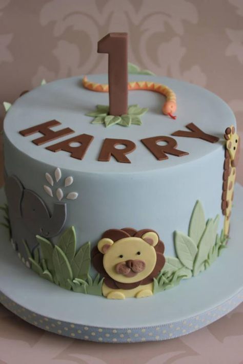 Jungle Cake. - Cake by Dulcie Blue Bakery ~ Chris Blue Safari Cake, Diy Jungle Cake, Jungle Cake Ideas Boys, Tort Safari, Bdy Cake, Blue Bakery, Elephant Birthday Cakes, Jungle Birthday Cakes, Jungle Cakes