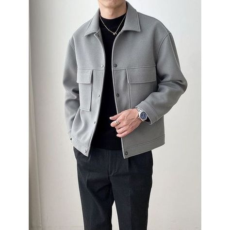 Over Coat For Men, Wool Shirts For Men, Gray Jacket Outfit Men, Grey Men Outfit, Men’s Coats, Colors That Go Together Clothes Outfits, Gray Outfit Men, Coat Outfits Men, Men’s Jackets