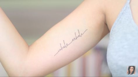 Exhale Tattoo, Tattoos Spanish, Inhale Exhale Tattoo, Health Tattoo, Inhale Exhale, Spine Tattoo, Dainty Tattoos, Tattoo Placement, Tattoo Inspo