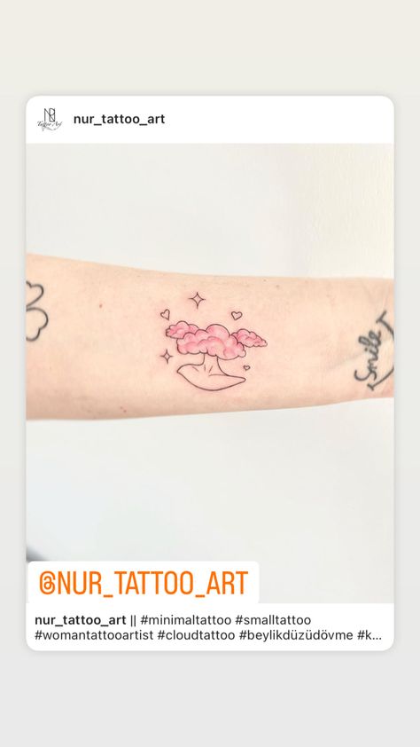 Pink Cloud Summer Tattoo, Pink Clouds Tattoo, Pink Cloud Tattoo, Clouds Pink, Summer Tattoo, Cloud Tattoo, Pink Cloud, Head Tattoos, Pink Clouds