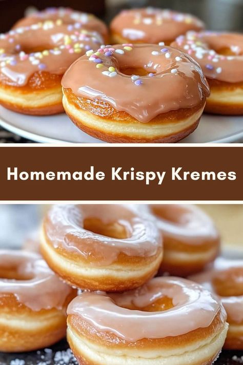 Homemade Krispy Kremes Homemade Krispy Kremes, Kristy Kreme Donut Recipes, Homemade Krispy Kreme Donuts Recipe, Crispy Creme Donut, Crispy Cream Donuts Recipe, Krispy Kreme Donuts Recipe, Donut Glaze Recipes, Cream Donut Recipe, Chocolate Doughnuts