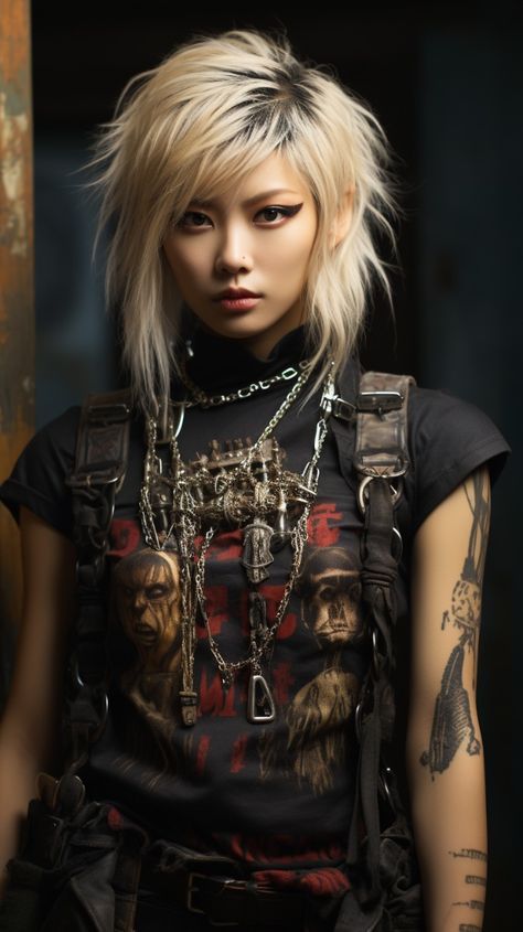 Short Punk Hairstyle Women, Female Punk Hairstyles, 90s Punk Hair, Punk Hair Women, Emo Hair Ideas, Short Spiky Hair, Rock Hairstyle, Cyberpunk Hairstyles, Alternative Hairstyles