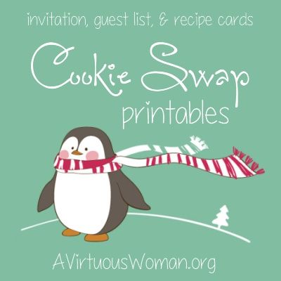 Free Cookie Swap Printables - Everything you need to organize a cookie swap with your friends! Print out this super sweet set of penguin Cookie Swap Invitations, Guest List, and Recipe Cards!  @ AVirtuousWoman.org #Christmas #printables Christmas Toffee Bark, Christmas Toffee, Cookie Swap Party, Toffee Bark, Xmas Cookie, Christmas Cookie Swap, Christmas Cookie Party, Cookie Exchange Recipes, A Virtuous Woman