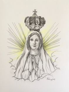 Mother Mary Sketch, Mother Mary Drawing, Mary Drawing, James Rodrigues, Christian Drawings, Jesus Drawings, Religious Artwork, Lady Of Fatima, Blessed Mother Mary