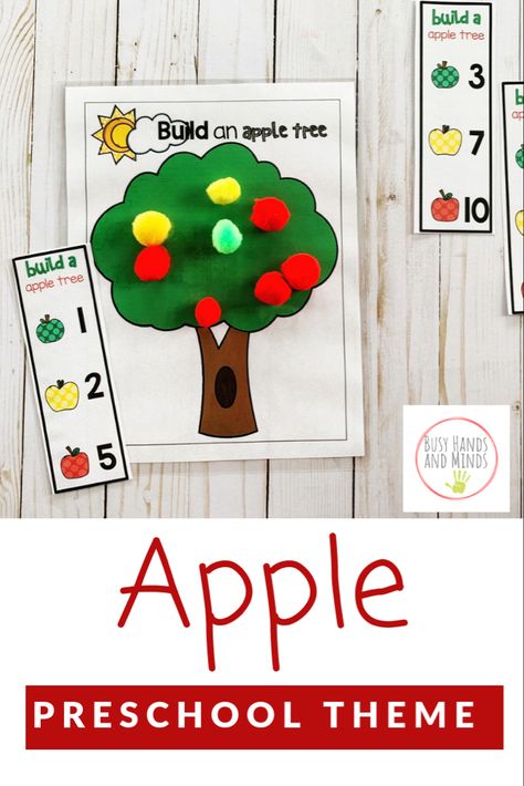 Apples Preschool Theme, Apple Tree Craft, Preschool Apples, Kindergarten September, Apple Center, Preschool Apple Theme, Prek Literacy, Craft Tree, Craft For Toddlers