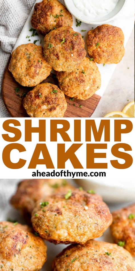 Shrimp Cakes Baked Shrimp Cakes, September Meals, Simple Side Salad, Shrimp Cake, Shrimp Patties, Summer Suppers, Crab Sticks, Asian Seafood, Baked Coconut Shrimp