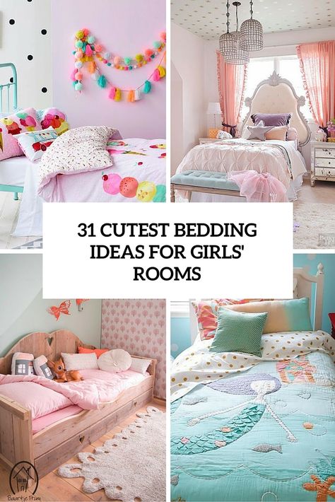 31 Sweetest Bedding Ideas For Girls’ Bedrooms Bedroom For Teenage Girl, Bedroom Teenage Girl, Girls Bedroom Themes, Girl Bedroom Ideas, Diy Girls Bedroom, Bedroom Girl, Big Girl Bedrooms, Girl Bedrooms