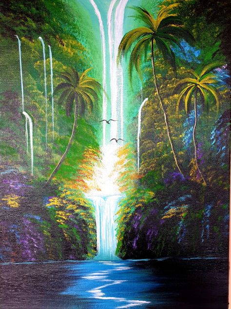 Jungle Acrylic Painting, Jungle Painting Acrylic, Rainforest Biome, Jungle Painting, Easy To Paint, Jungle Art, Painting Tattoo, Landscape Art Painting, Tropical Rainforest