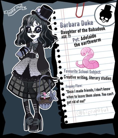 Monster High Oc, The Babadook, Different Drawing Styles, Arte Monster High, Custom Monster High Dolls, Monster High Art, Cool Monsters, Monster High Characters, Creature Feature