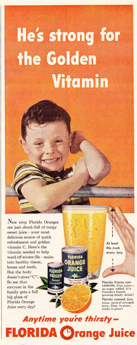 #vintage #ads #retro #juice #fruit  #drinks #fruitjuice Florida Orange Juice, 1950s Advertising, Juice Ad, Florida Oranges, Retro Advertising, Retro Ads, Digital Archives, Growing Family, Fruit Juice