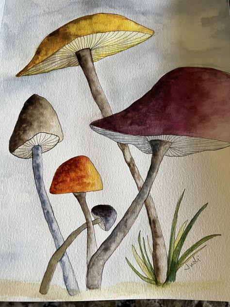 Watercolour Mushroom Paintings, Abstract Watercolor Art, Color Painting, Abstract Watercolor, Painting Ideas, Watercolor Art, Watercolor Paintings, Stuffed Mushrooms, Water