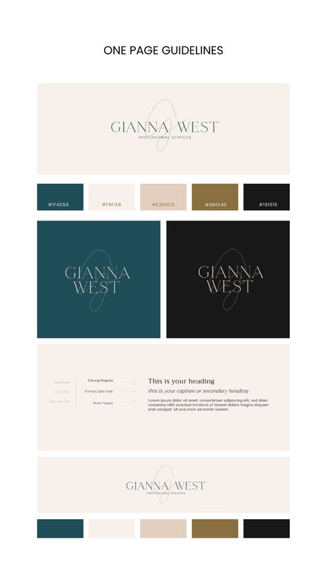 Designed for those who want a touch of glam and elegance with a casual flair. The serif typeface and interplay of these elements combined with a flow-y monogram delivers a touch of sophistication. The balanced colour palette creates a luxurious yet casual feeling.  Ideal for  Realtors, Mortgage Brokers, Lifestyle Blogger, Executive Coaches and Consultants, Personal Brands using your own name, Event Planners, Luxury Travel Agent, or Anyone looking for a touch of glam and sophistication Gender Neutral Branding Color Palettes, Real Estate Colour Palette, Elegant Colour Palette Branding, Natural Branding Design Color Palettes, Dark Skin Tones Palette, Coaching Color Palette, Colour Palette Luxury, Luxury Color Combination, Sophisticated Colour Palette