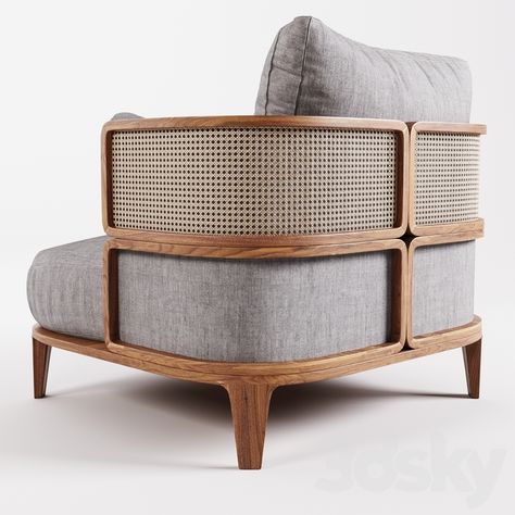 Rattan Sofa GTV Promenade Lounge - Arm chair - 3D Models Casual Living Room Design, Outdoor Sofa Design, Luxury Chair Design, Sofa Rattan, Japanese Furniture, Woven Chair, Luxury Chairs, Living Room Sofa Design, Lounge Design