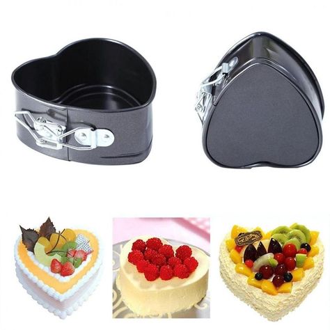 PRICES MAY VARY. Material: Carbon Steel with Non-stick Coating; Size: 11x 11 x 5cm/4.33 x 4.33 x 1.97in Made of durable carbon steel and featuring a quick-release mechanism, this piece makes the perfect heart cake every time. Perfect for mini cakes, mini cheese cakes, tortes and frozen desserts. Dark finish to absorb rather than reflect heat, leak-proof tight seal prevents messy spills. Hand wash recommend. Choose soft tools and mild detergent when you clean it to protect non- stick coating. Avo Heart Shape Cake, Heart Shaped Cake Pan, Tube Cake Pan, Valentines Baking, Shape Cake, Cake Pan Set, Bread Mold, Cake Tray, Heart Shaped Cakes