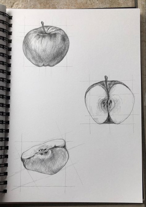 Fruit Pencil Drawing, Apple Drawing Simple, Apple Pencil Drawing, Apple Sketch, Apple Drawing, Drawing Apple, Gold Art Painting, Drawing Cartoon Faces, Object Drawing