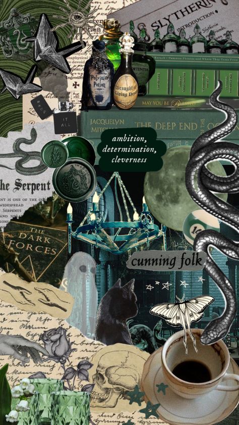 #slytherin #harrypotter #green Harry Potter Wall Collage, Slytherin Collage, Slytherin Wallpaper, Moody Wallpaper, Witch Wallpaper, Dark Green Wallpaper, Harry Potter Wall, Dark Green Aesthetic, Dark Green Background