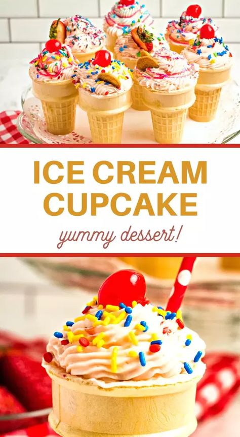 I love this Ice Cream Cone Cupcakes Recipe! They’re not only super fun to make, but they’re awesome to eat, too! When I can make easy cupcakes like this, I’m going to every time! The fun part about this simple cupcake recipe is that you have serving options galore! Put them in a cone, a bowl, a dish, or whatever you’re craving at the moment. I like to make these specifically for birthday parties and outdoor gatherings because grabbing the cone and running around is fun. (and the kids like it... Cone Cupcakes Recipe, Ice Cream Cone Cupcakes Recipe, Simple Cupcake Recipe, Good Cupcakes, Cream Puff Cakes, Oreo Ball, Cone Cupcakes, Ice Cream Cone Cupcakes, Cupcake Cones