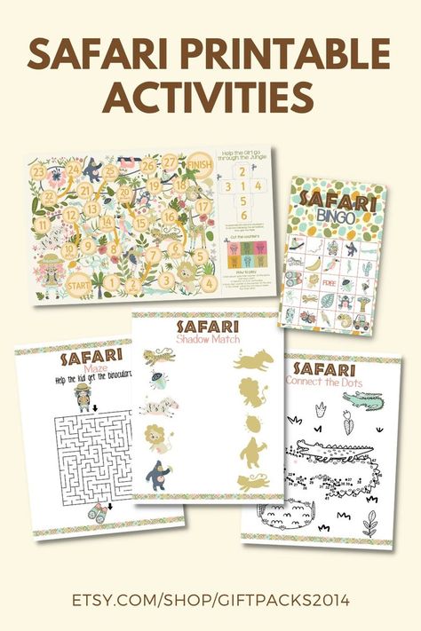 Are you looking for a fun and educational activity for your child's party? Look no further than these Safari Animals Party Games! Featuring African animals, these games are perfect for kids of all ages and can be played by small or large groups. Our instant download printable Jungle Worksheets contain 10 different activities to enjoy and play with kids and family, answer include. Order now and get ready for a wild adventure! Safari Party Games, Animal Party Games, Party Games Kids, Jungle Activities, Birthday Games For Kids, Play With Kids, African Jungle, Animals Party, Games Kids