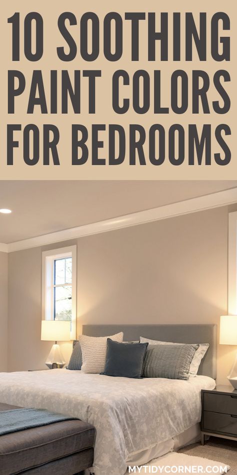 Discover the best paint colors for bedroom walls. These are relaxing paint colors to help turn your bedroom into a serene, soothing space that invites you to nap, dream and destress. These calming paint colors for bedrooms include blue, gray, neutral, dark gray etc. Colors For Bedroom Walls, Soothing Bedroom Colors, Bedroom Wall Paint Colors, Relaxing Paint Colors, Paint Colors For Bedroom, Room Color Ideas Bedroom, Soothing Paint Colors, Calming Paint Colors, Colors For Bedroom