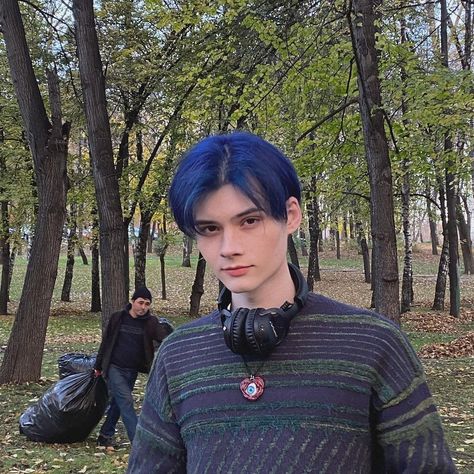 Blue Hair Boy, Mens Blue Hair, Boys Blue Hair, Dark Blue Hair, Slow Dance, Men Stylish Dress, Dance With You, Hair Reference, White Boys