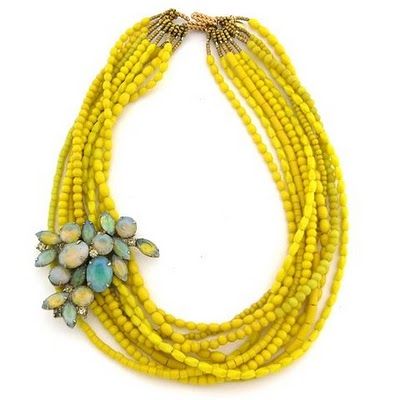 Elva Fields - love the combination of the yellow and the labradorite (which is one of my favourite stone and it's usually the first stone I'm drawn too at bead fairs, next of which is on Sunday. Kid, candystore...me? Yep!) Yellow Necklace, Mellow Yellow, Mode Style, Strand Necklace, Wire Wrapped Jewelry, Pandora Charms, Horn, Jewelry Inspiration, Diy Jewelry