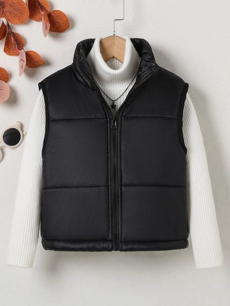 SHEIN Tween Girl 1pc Zip Up Vest Puffer CoatI discovered amazing products on SHEIN.com, come check them out! Vest Puffer, Zip Up Vest, Girls Vest, Amazing Products, Zip Ups, Puffer