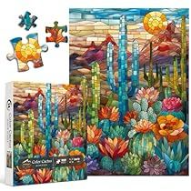 Stained Glass Puzzle, Glass Puzzle, Landscape Mosaic, Flower Puzzles, Difficult Puzzles, Puzzles For Adults, Mosaic Tile Art, Colorful Succulents, Unique Puzzles