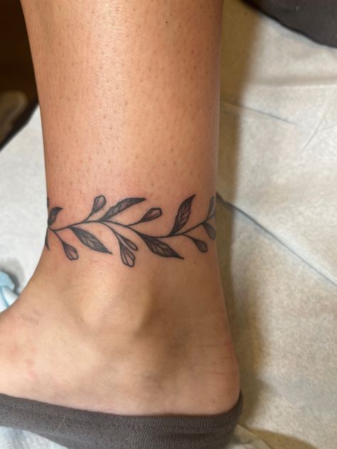 Tattoo idea, ankle tattoo, wrap tattoo, vine tattoo, foliage, inspo, inspiration Tattoo Foliage, Ankle Tattoos For Women Wrap Around, Vine Tattoo, Wrap Tattoo, Ankle Tattoos For Women, Ankle Tattoos, Vine Tattoos, Pretty Tattoos For Women, Rose Vines