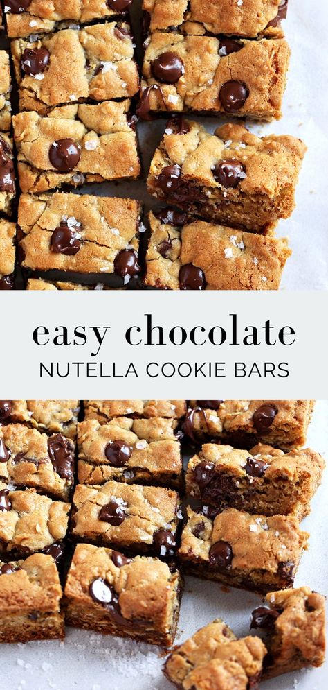 Nutella Bars Recipes, Chocolate Chip Cookies With Nutella, Nutella Oatmeal Bars, No Bake Nutella Bars, Nutella Cookie Bars, Cookie Recipes Nutella, Nutella Bars, Chocolate Nutella Cookies, Nutella Bar