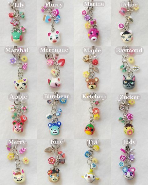 Animal Crossing Bracelet, Animal Crossing Jewelry, Clay Characters, Manik Manik, Delicious Snacks, Ceramic Necklace, Clay Charms, Phone Charm, Jewelry Inspo