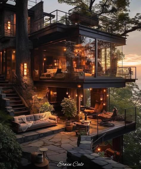 Jungle House, Inspire Me Home Decor, Modern Mansion, Castle House, Fantasy House, Dream House Rooms, Design Exterior, Forest House, Luxury Homes Dream Houses