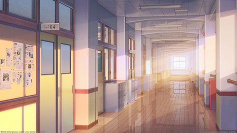 School Hallway Anime Bg, Classroom Background, Casa Anime, Hallway Wallpaper, Episode Interactive Backgrounds, Anime Places, Anime Classroom, School Hallways, Episode Backgrounds