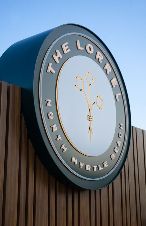 Illuminated Monument Signage we fabricated for The Lorrel in Myrtle Beach, SC. Pylon Signage Design Outdoor, Resort Signage Entrance, Gateway Signage, Apartment Monument Signage, Entry Monument Signage, Pylon Signage, Monument Signage, Environmental Graphics Signage, Monument Signs